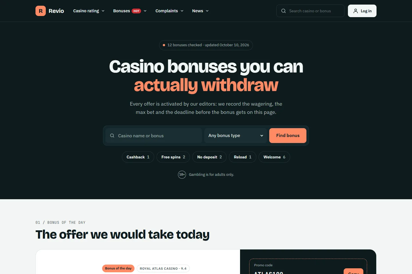 Bonus cards on the bonus demo of Revio