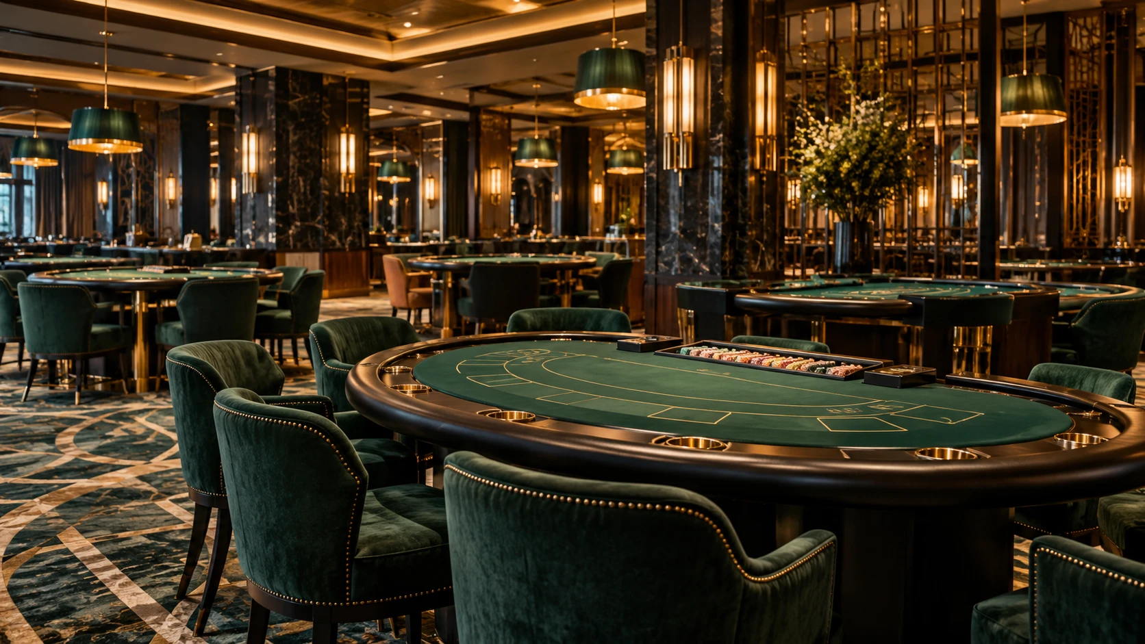 Casino hall with gaming tables