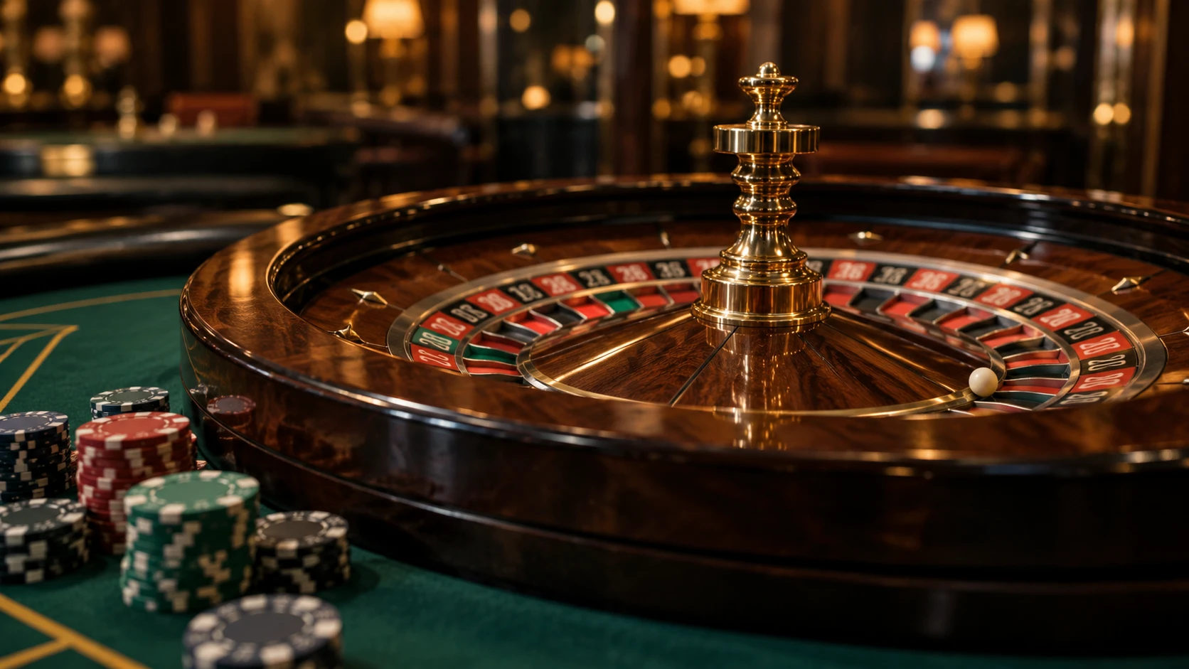 Roulette wheel on a casino table
