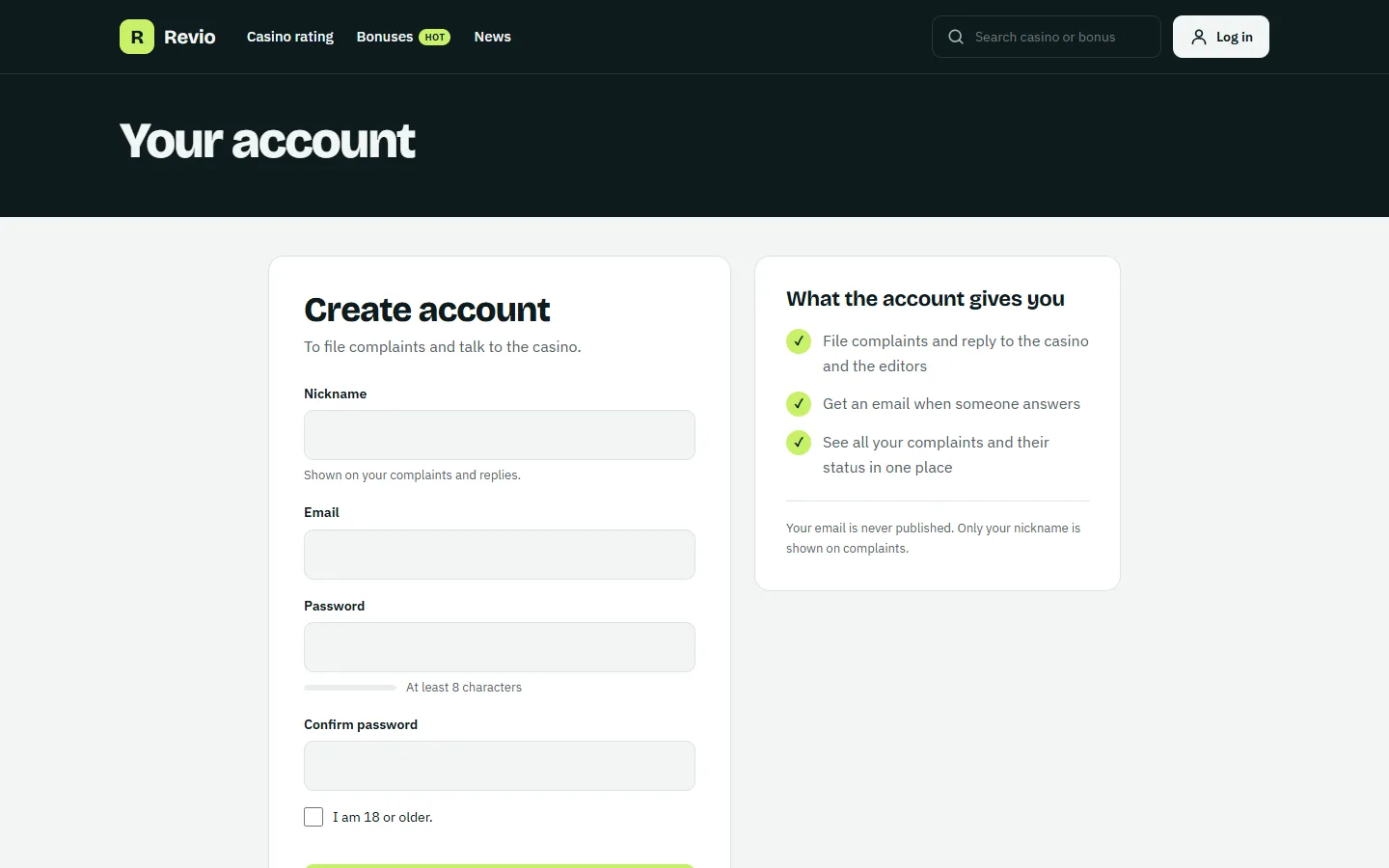 Sign-up form
